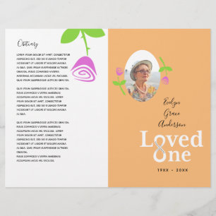 Loved One Pink Rose Memorial Service Program Flyer