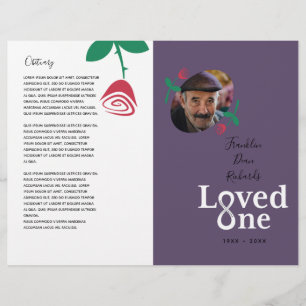 Loved One Red Rose Bud Memorial Service Program Flyer