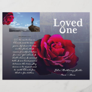 Loved One Red Rose Memorial Service Program Flyer