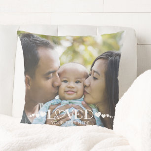 LOVED Photo Hearts Personalised Cushion