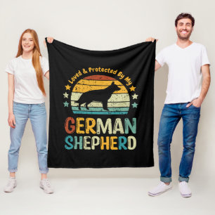 Loved & Protected By My GSD, or Your Own Text   Fleece Blanket
