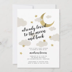 Loved to the Moon and Back Baby Shower Gold Invitation