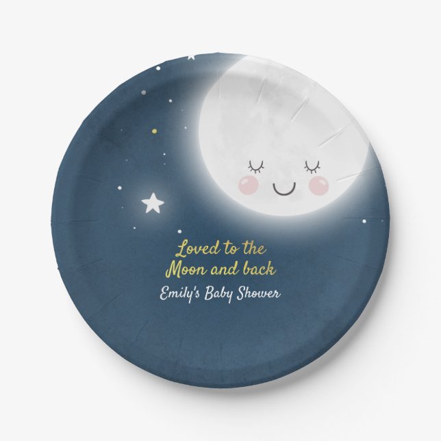 Loved To The Moon And Back Baby Shower Plates (Front)