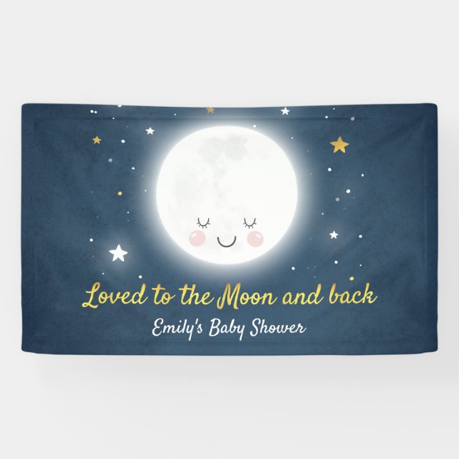Loved To The Moon And Back Party Banner (Horizontal)