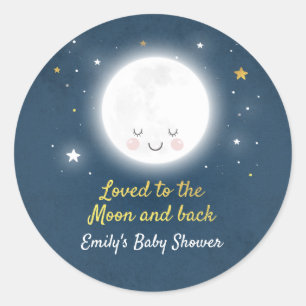 Loved To The Moon Favour Tag Sticker Seal Label