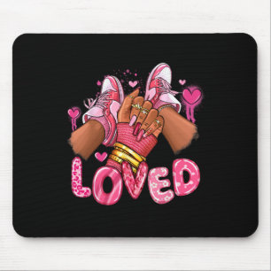 Loved Valentine's Day Afro Sneakers Valentine Wome Mouse Mat