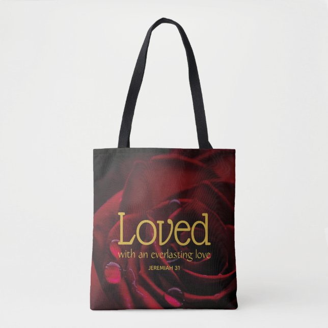 LOVED Valentine's Day Christian God's Love Tote Bag (Front)