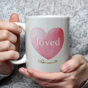 Loved Watercolor Heart Coffee Mug