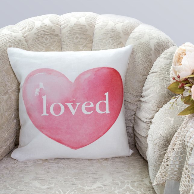 Loved Watercolor Heart Cushion (Creator Uploaded)