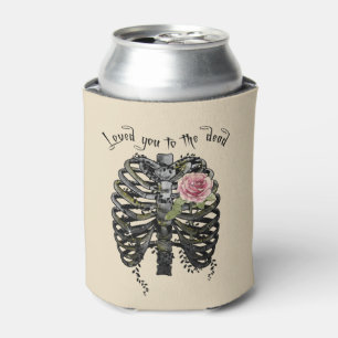 Loved You to the Dead Floral Rib Cage Can Cooler
