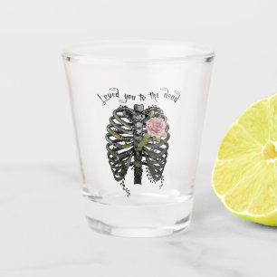 Loved You to the Dead   Floral Rib Cage Shot Glass