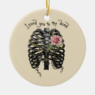 Loved You to the Dead – Gothic Rib Cage Ceramic Tree Decoration