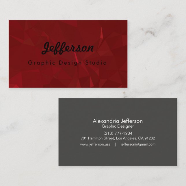 LoveGeo Abstract Geometric Design - Crimson Stone Business Card (Front/Back)