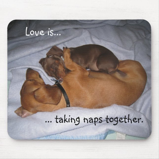 loveis, Love is..., ... taking naps together. Mouse Mat (Front)