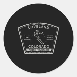 Loveland Colorado Long Sleeve Snow Skiing  Classic Round Sticker