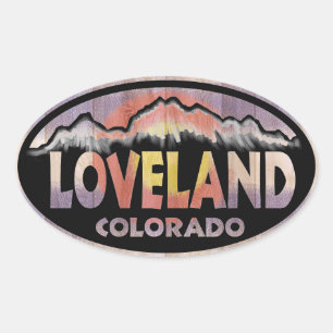 Loveland Colorado wood flag oval stickers