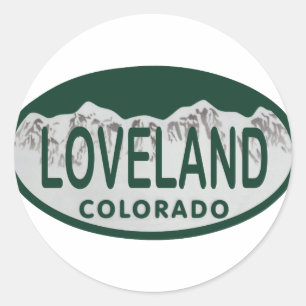 Loveland license oval classic round sticker