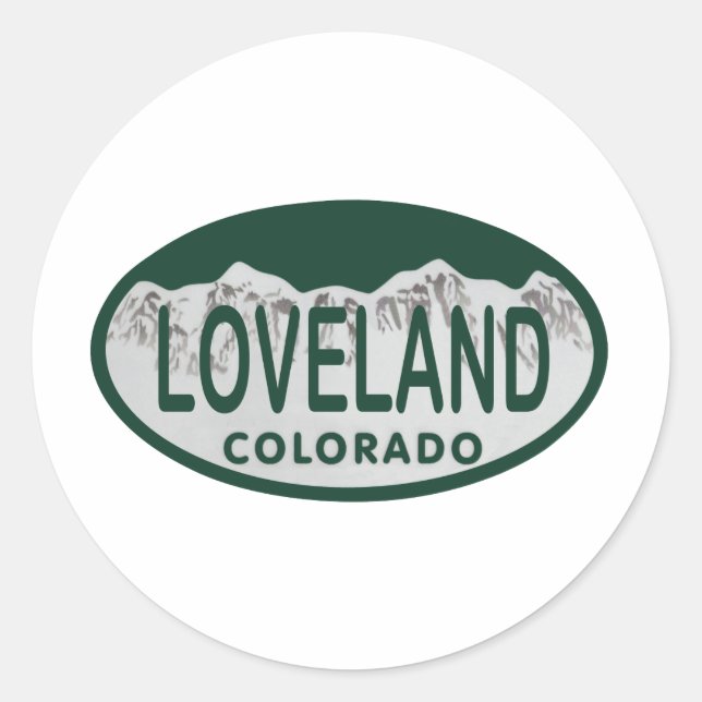 Loveland license oval classic round sticker (Front)