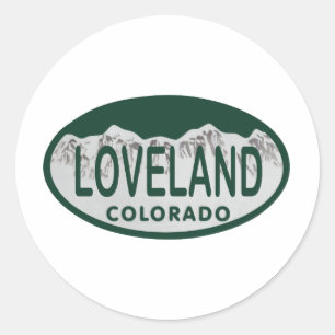 Loveland license oval classic round sticker