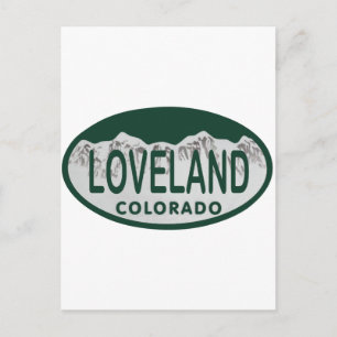 Loveland license oval postcard