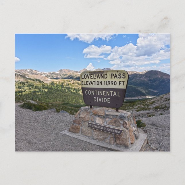 Loveland Pass Sign, Colorado Postcard (Front)