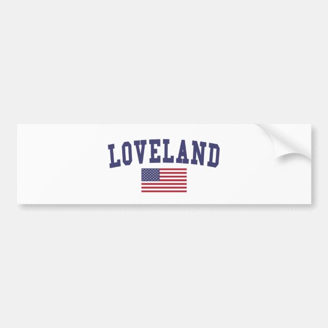 Loveland US Flag Bumper Sticker (Front)