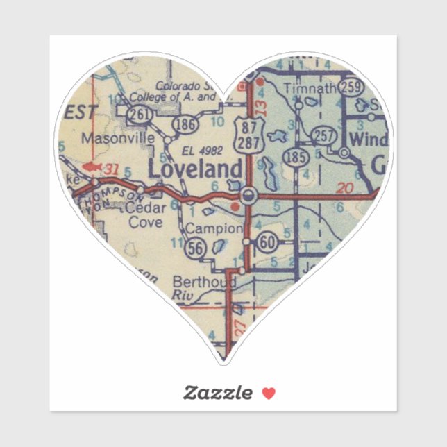 Loveland Vintage Map Sticker (Sheet)