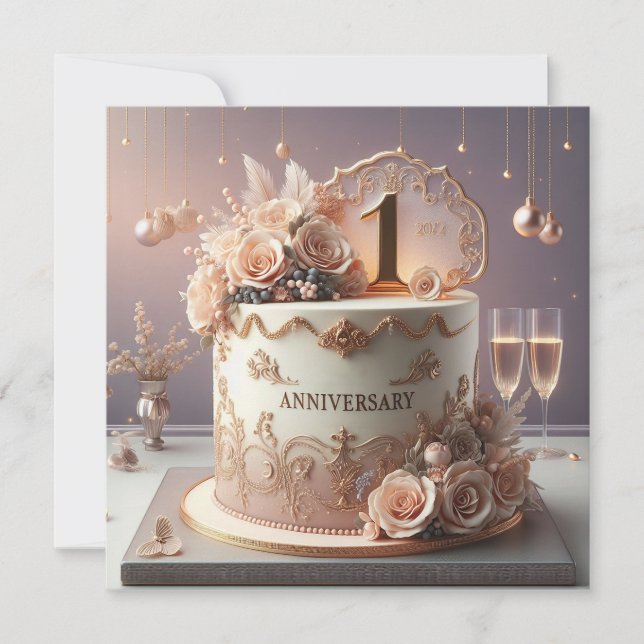 LOVELY 1ST WEDDING ANNIVERSARY EDITABLE Invitation (Front)