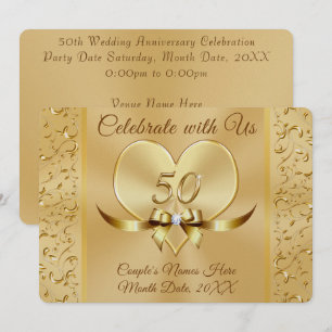Lovely 50th Golden Wedding Anniversary Invitations
