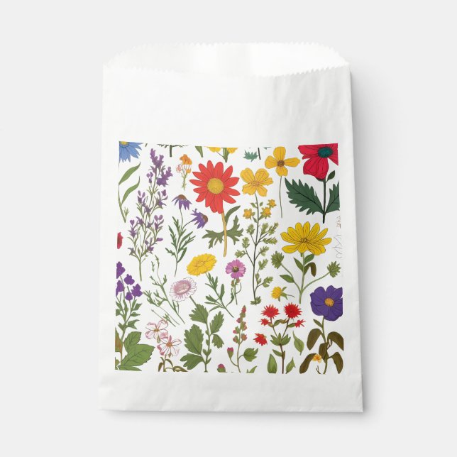 Lovely 60’s Retro Wildflowers, Favour Bags (Front)