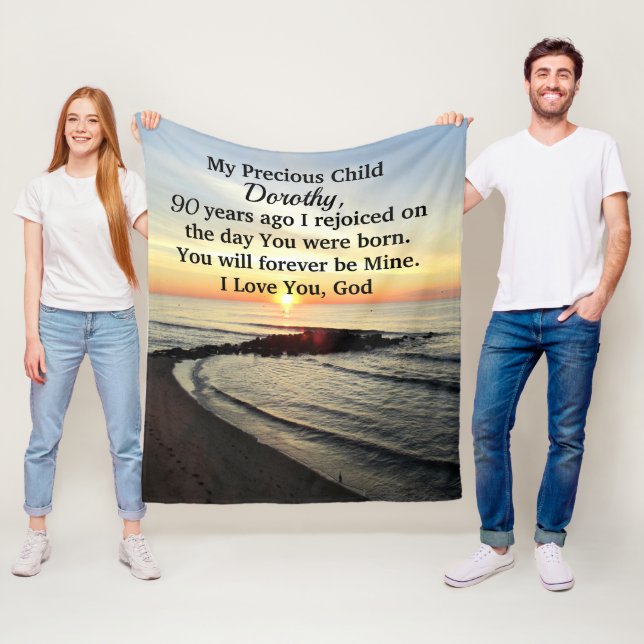 LOVELY 90TH BIRTHDAY PERSONALIZED SUNRISE FLEECE BLANKET (In Situ)