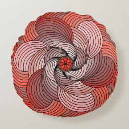 Lovely Abstract Ribbon Rose in Coral Round Cushion