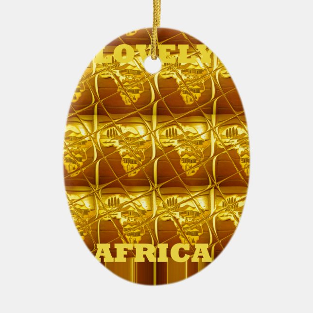 Lovely Africa Africa Maps designs Art colours.png Ceramic Tree Decoration (Front)