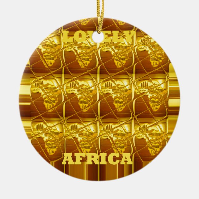 Lovely Africa Africa Maps designs Art colours.png Ceramic Tree Decoration (Front)
