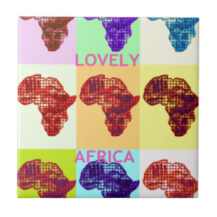 LOVELY AFRICA colourful map design Tile