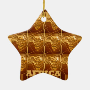 Lovely Africa: Golden Grid Map Ceramic Tree Decoration