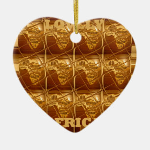 Lovely Africa: Golden Grid Map Ceramic Tree Decoration