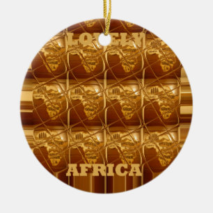 Lovely Africa: Golden Grid Map Ceramic Tree Decoration