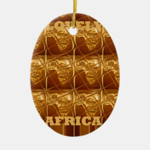 Lovely Africa: Golden Grid Map Ceramic Tree Decoration