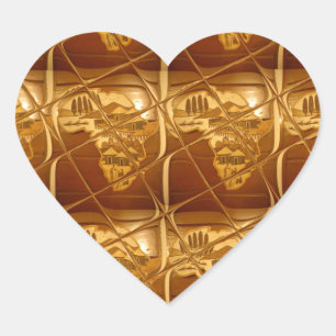 Lovely Africa: Golden Grid Map Heart Sticker