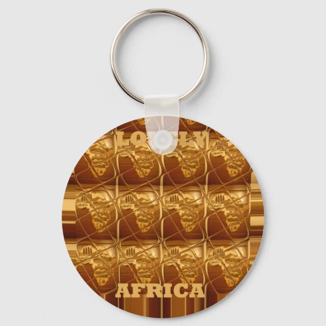Lovely Africa: Golden Grid Map Key Ring (Front)