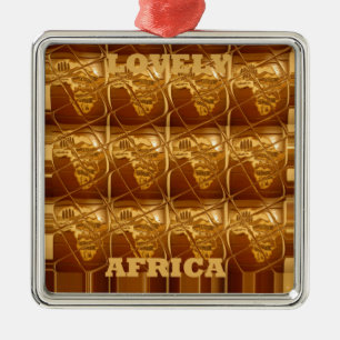 Lovely Africa: Golden Grid Map Metal Tree Decoration