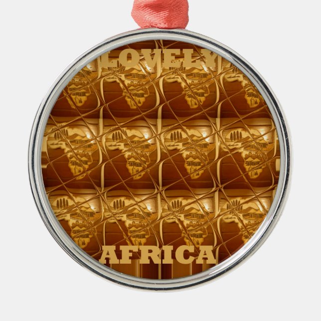 Lovely Africa: Golden Grid Map Metal Tree Decoration (Front)