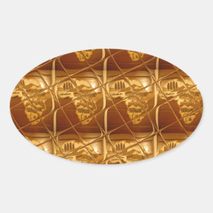 Lovely Africa: Golden Grid Map Oval Sticker
