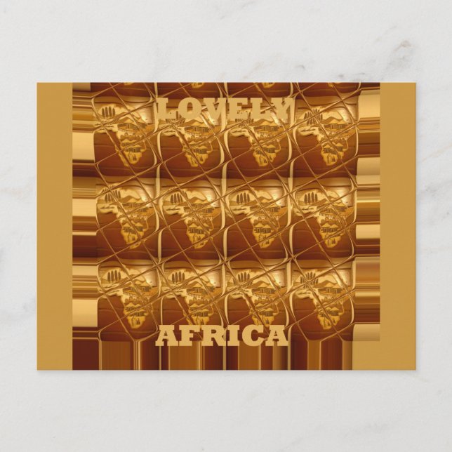 Lovely Africa: Golden Grid Map Postcard (Front)