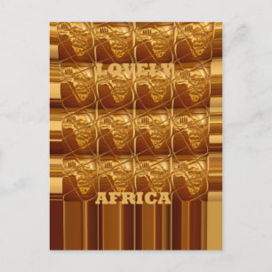 Lovely Africa: Golden Grid Map Postcard