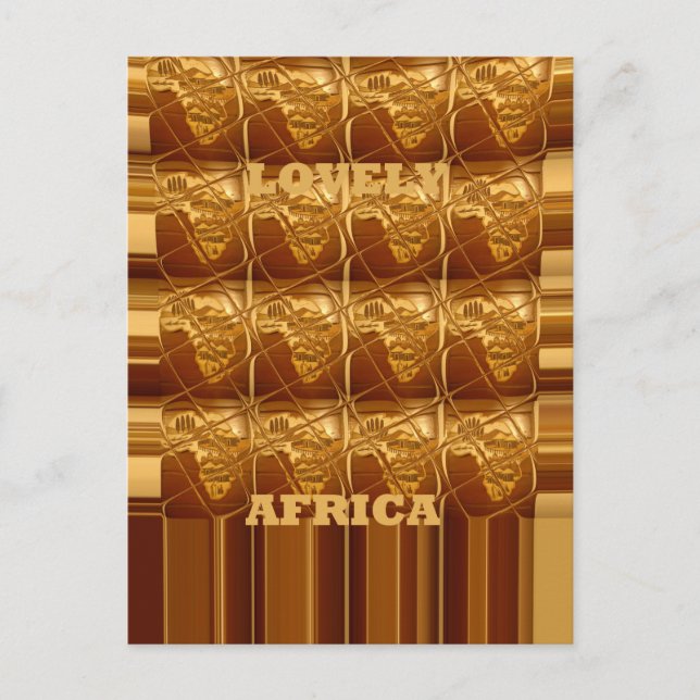 Lovely Africa: Golden Grid Map Postcard (Front)