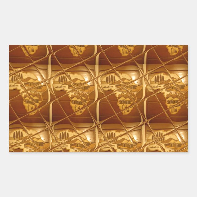 Lovely Africa: Golden Grid Map Rectangular Sticker (Front)