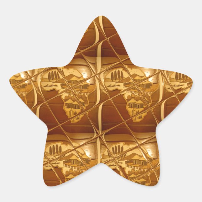 Lovely Africa: Golden Grid Map Star Sticker (Front)