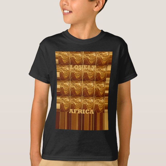 Lovely Africa: Golden Grid Map T-Shirt (Front)